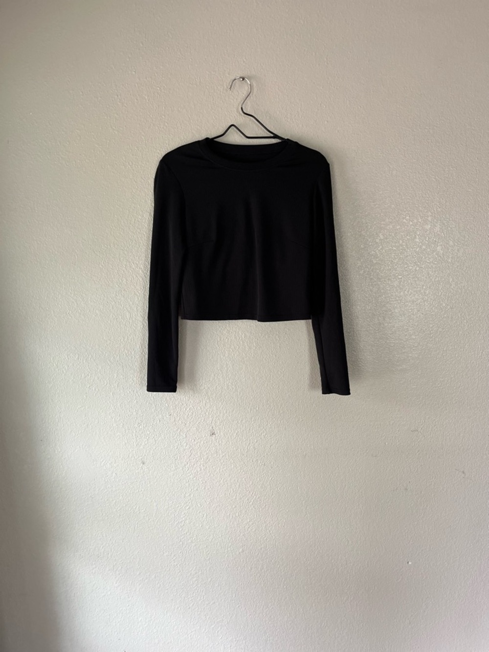 LegEnd Cropped Black Long-Sleeve Crewneck Top